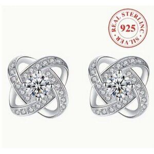 925 Sterling Silver Simulated Diamond Zircon Infinity Stud Earrings
